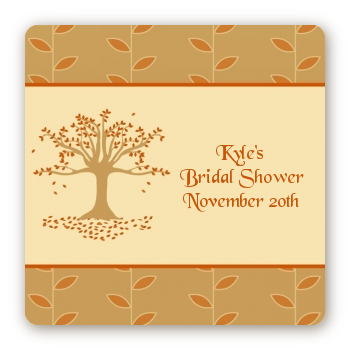 Autumn Tree - Square Personalized Bridal Shower Sticker Labels