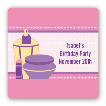 Glamour Girl - Square Personalized Birthday Party Sticker Labels