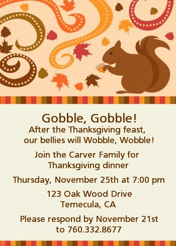 Acorn Harvest Fall Theme - Thanksgiving Invitations