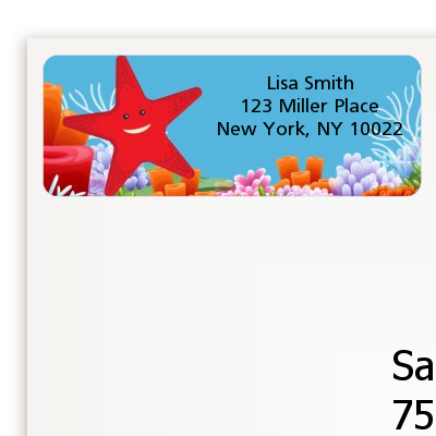 Starfish - Birthday Party Return Address Labels