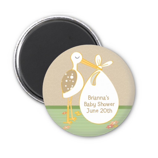 Stork Neutral - Personalized Baby Shower Magnet Favors
