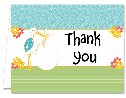  Stork Neutral - Baby Shower Thank You Cards 
