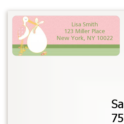 Stork It's a Girl - Baby Shower Return Address Labels