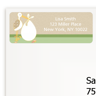 Stork Neutral - Baby Shower Return Address Labels