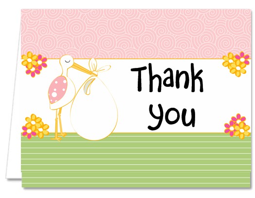  Stork Neutral - Baby Shower Thank You Cards 