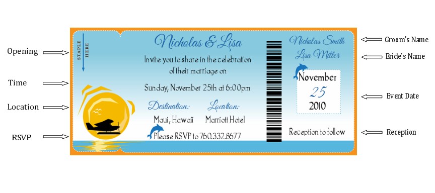  Sunset Trip - Bridal Shower Destination Boarding Pass Invitations 