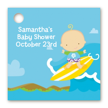 Surf Boy - Personalized Baby Shower Card Stock Favor Tags