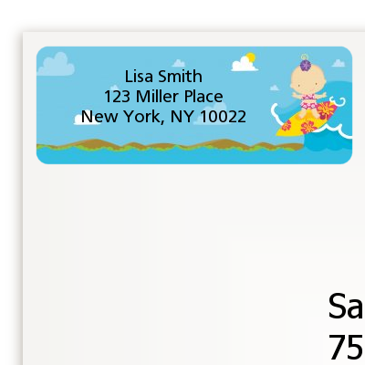 Surf Girl - Baby Shower Return Address Labels