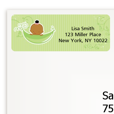 Sweet Pea African American Girl - Baby Shower Return Address Labels