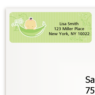 Sweet Pea Asian Girl - Baby Shower Return Address Labels