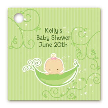 Sweet Pea Caucasian Girl - Personalized Baby Shower Card Stock Favor Tags