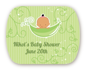 Sweet Pea Hispanic Girl - Personalized Baby Shower Rounded Corner Stickers