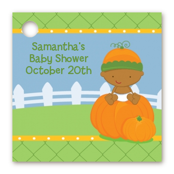 Pumpkin Baby African American - Personalized Baby Shower Card Stock Favor Tags