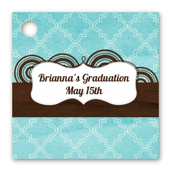 Teal & Brown - Personalized Graduation Party Card Stock Favor Tags