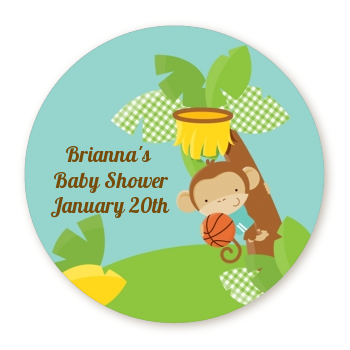  Team Safari - Round Personalized Baby Shower Sticker Labels 