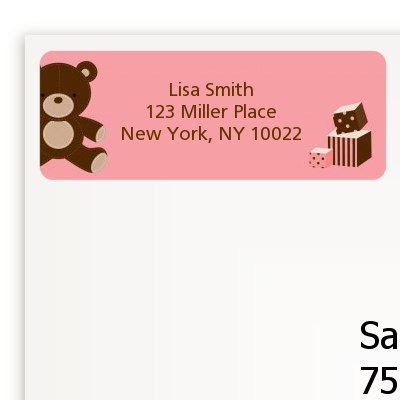 Teddy Bear Pink - Baby Shower Return Address Labels