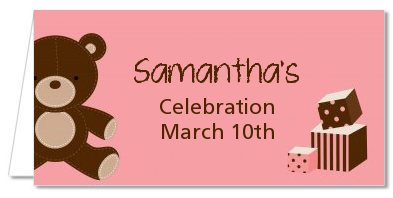 Teddy Bear Pink - Personalized Baby Shower Place Cards