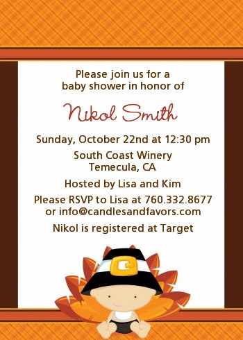  Little Turkey Boy - Baby Shower Invitations 