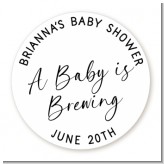 A Baby is Brewing - Round Personalized Baby Shower Sticker Labels