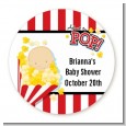About To Pop - Round Personalized Baby Shower Sticker Labels thumbnail