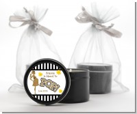 About To Pop Gold Glitter - Baby Shower Black Candle Tin Favors