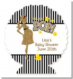 About To Pop Gold Glitter - Personalized Baby Shower Centerpiece Stand