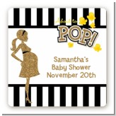 About To Pop Gold Glitter - Square Personalized Baby Shower Sticker Labels