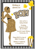 About To Pop Gold Glitter - Baby Shower Invitations