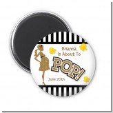 About To Pop Gold Glitter - Personalized Baby Shower Magnet Favors