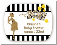 About To Pop Gold Glitter - Personalized Baby Shower Rounded Corner Stickers