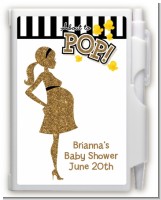 About To Pop Gold Glitter - Baby Shower Personalized Notebook Favor