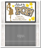 About To Pop Gold Glitter - Personalized Popcorn Wrapper Baby Shower Favors