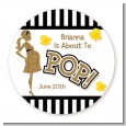 About To Pop Gold Glitter - Round Personalized Baby Shower Sticker Labels thumbnail
