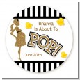 About To Pop Gold Glitter - Round Personalized Baby Shower Sticker Labels thumbnail