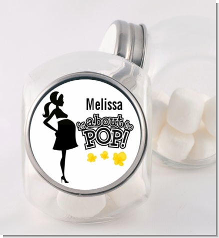 About to Pop Mommy Black - Personalized Baby Shower Candy Jar