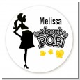 About to Pop Mommy Black - Round Personalized Baby Shower Sticker Labels thumbnail