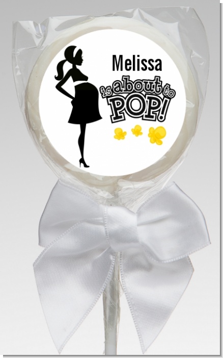 About to Pop Mommy Black - Personalized Baby Shower Lollipop Favors