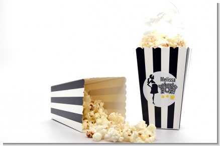 About to Pop Mommy Black - Personalized Baby Shower Popcorn Boxes - Set of 12
