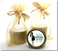 About To Pop Mommy - Baby Shower Gold Tin Candle Favors