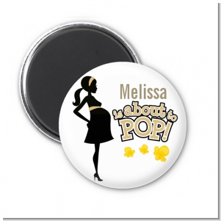 About To Pop Mommy Gold - Personalized Baby Shower Magnet Favors