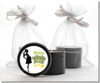 About To Pop Mommy Green - Baby Shower Black Candle Tin Favors