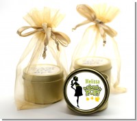 About To Pop Mommy Green - Baby Shower Gold Tin Candle Favors