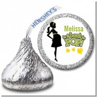 About To Pop Mommy Green - Hershey Kiss Baby Shower Sticker Labels