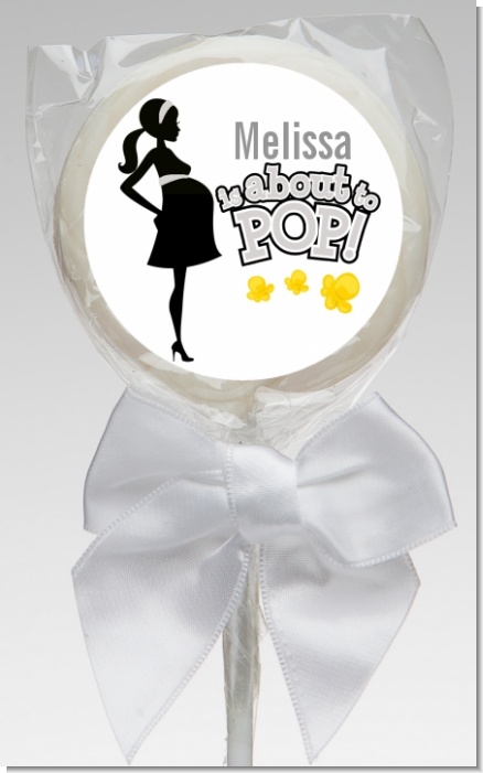 About To Pop Mommy Grey - Personalized Baby Shower Lollipop Favors