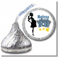 About To Pop Mommy Navy Blue - Hershey Kiss Baby Shower Sticker Labels thumbnail