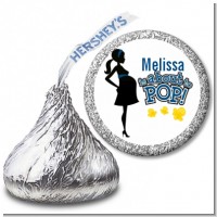 About To Pop Mommy Navy Blue - Hershey Kiss Baby Shower Sticker Labels