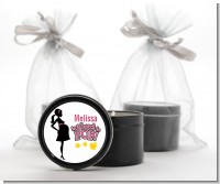 About to Pop Mommy Pink - Baby Shower Black Candle Tin Favors