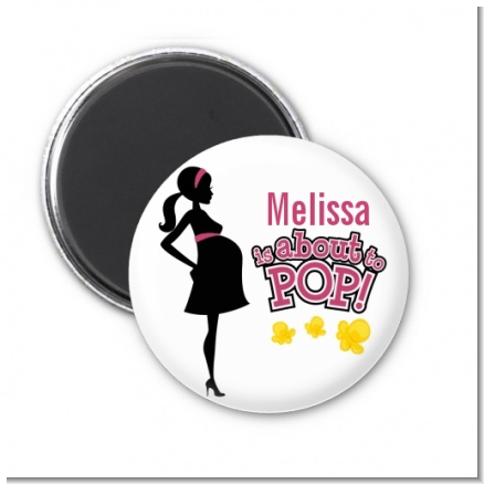 About to Pop Mommy Pink - Personalized Baby Shower Magnet Favors