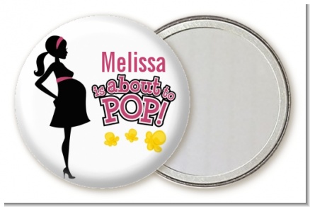 About to Pop Mommy Pink - Personalized Baby Shower Pocket Mirror Favors