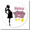 About to Pop Mommy Pink - Round Personalized Baby Shower Sticker Labels thumbnail